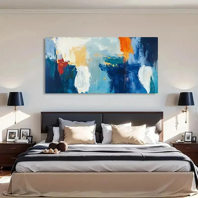 Abstract Coastal Ocean Waves Wall Art Canvas Office Home Room Framed 120x60cm
