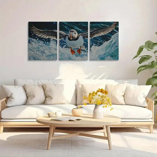 3pcs Vibrant Ocean Waves Background Metal Print Ready to Hang Art