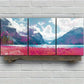 3pcs Mountain White Clouds Blue Sky Rose Theme Metal Print Ready to Hang Art