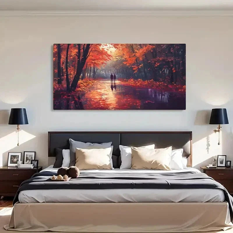 Romantic Couple Walking Path Wall Art Canvas Office Home Room Framed 120x60cm