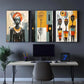 3pcs Modern Vibrant African American Portraits Metal Print Ready to Hang Art