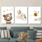 3pcs Featuring a Cartoon Bee And Bear Metal Print Ready to Hang Art