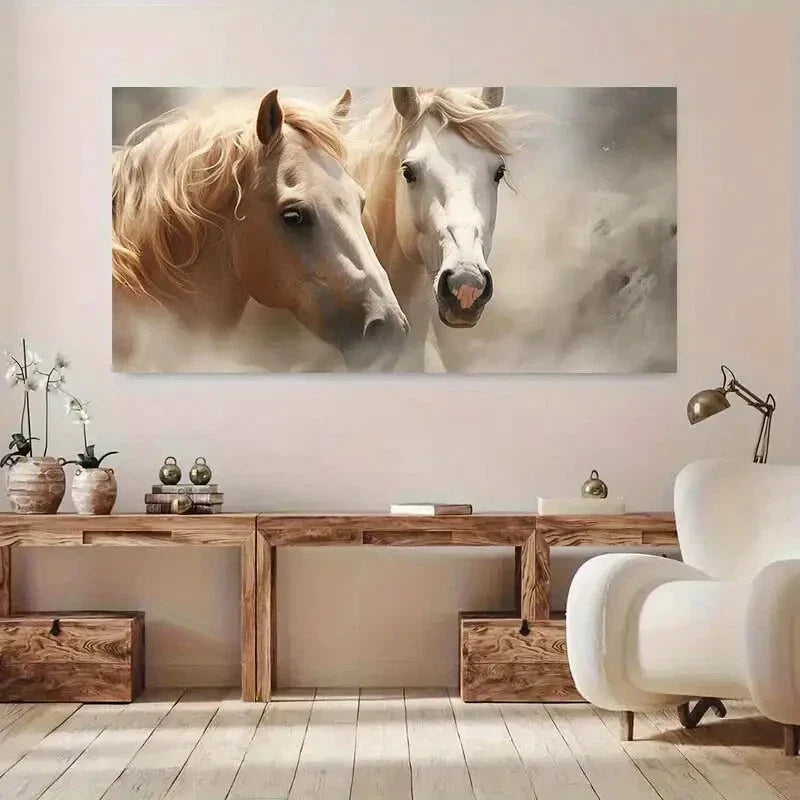 Two Galloping Horse Desert wall canvas office home room framed 120x60cm
