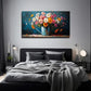 Vibrant Bouquet In Blue Vase Wall Art Canvas Office Home Room Framed 80x45cm