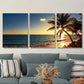 3pcs Sunrise And Sunset at Sea, Coco Island Metal Print Ready to Hang Art