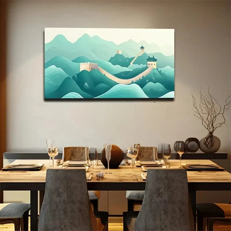 Layered Mountain Landscape Wall Art Canvas Office Home Room Framed 120x60cm