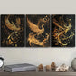 3pcs   The black and gold phoenix  Metal Print Ready to Hang Art