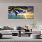 Summer Waves & Palm Beach Wall Art Canvas Office Home Room Framed 80x45cm