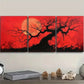 3pcs The Red Sun Tree, Luxurious Metal Print Ready to Hang Art