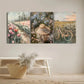 3pcs Vintage Pink Bicycle And A Floral Straw Hat Metal Print Ready to Hang Art