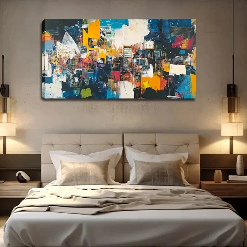 Abstract Colorful Block Design Wall Art Canvas Office Home Room Framed 120x60cm