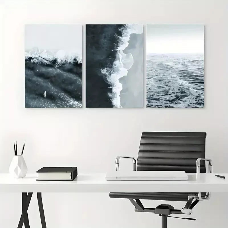 3pcs Ocean Waves View Canvas Framed 40x60cm - High Quality Print 100% Australian Made Wall Canvas Ready to Hang