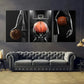 3pcs Orange Basketball Black & Gray Metal Print Ready to Hang Art