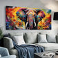 Vibrant Elephant wall canvas office home room framed 80x45cm