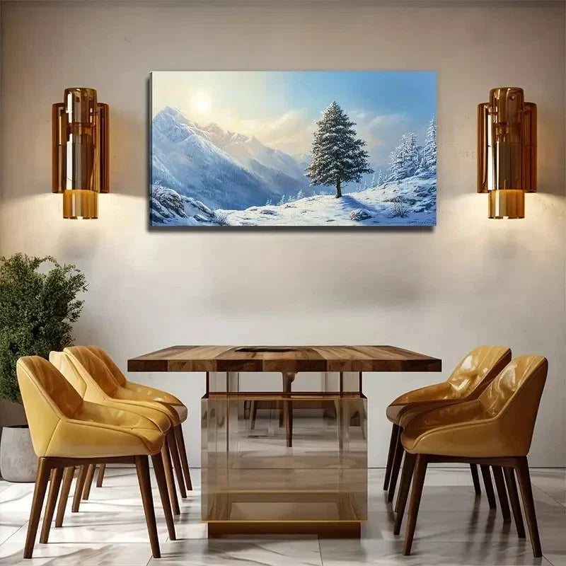 Snowy Mountain Perfect Wall Art Canvas Office Home Room Framed 80x45cm