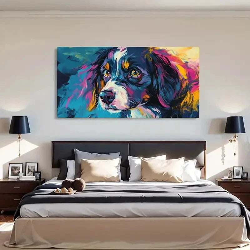 Colorful Dog Modern Expression Wall Art Canvas Office Home Room Framed 120x60cm