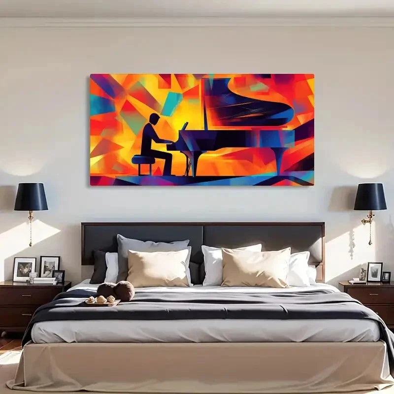 Musician Aesthetic Geometric Wall Art Canvas Office Home Room Framed 120x60cm