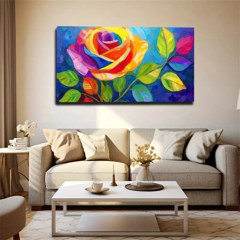 Vibrant Rose Garden Wall Art Canvas Office Home Room Framed 80x45cm