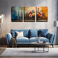 3pcs Picture, Two Slender Candles And Flowers   Wall Art Set Canvas Framed 40x60cm - High Quality Print 100% Australian Made Wall Canvas Ready to Hang