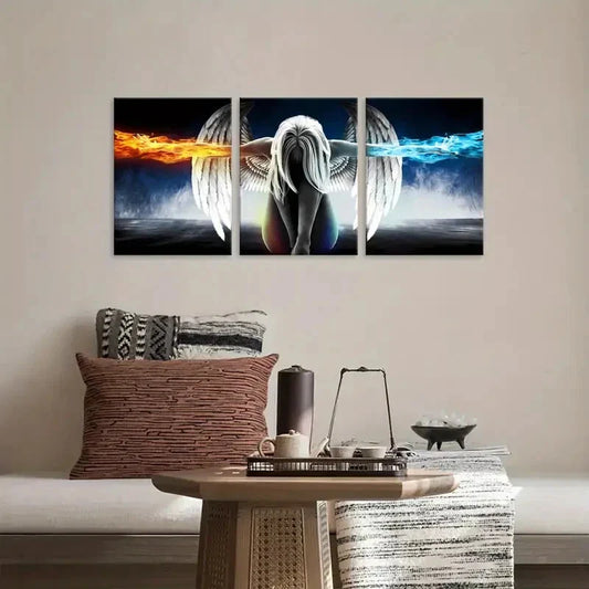 3pcs Fantasy Angel Print Painting Metal Print Ready to Hang Art