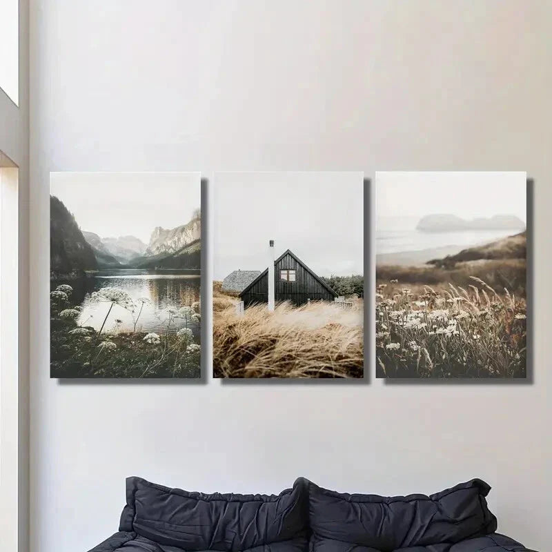 3pcs Natural landscape take a photograph Metal Print Ready to Hang Art