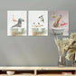 3pcs Modern Animals in the Bathtub Metal Print Ready to Hang Art