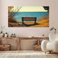 Lone Wooden Bench Beach wall canvas office home room framed 120x60cm