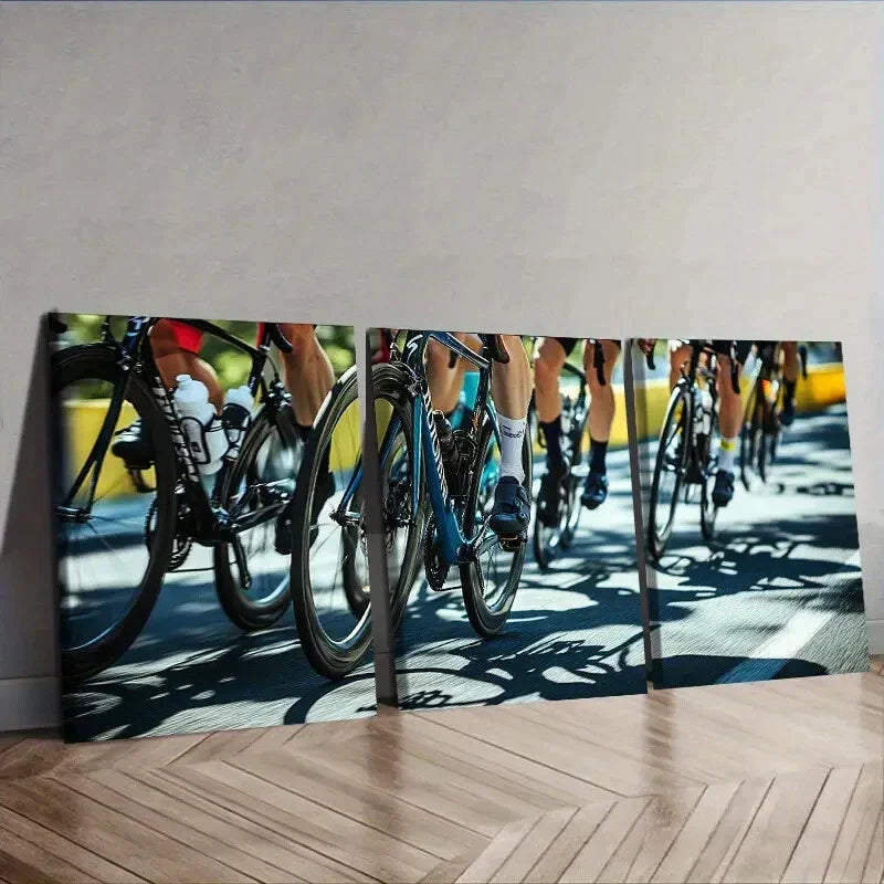 3pcs A Bicycle race  Wall Art Set Canvas Framed 40x60cm - High Quality Print 100% Australian Made Wall Canvas Ready to Hang