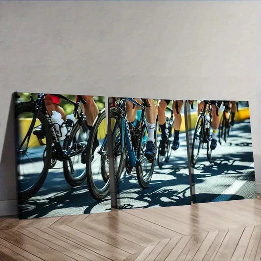 3pcs A Bicycle race  Wall Art Set Canvas Framed 40x60cm - High Quality Print 100% Australian Made Wall Canvas Ready to Hang