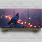 3pcs Urban Pigeon Cityscape Lights Metal Print Ready to Hang Art