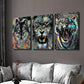 3pcs Wolf Lion and Tiger Head Portraits Wall Art Set Canvas Framed 40x60cm - High Quality Print 100% Australian Made Wall Canvas Ready to Hang