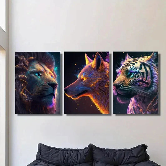 3pcs Featuring Cosmic Creatures, Metal Print Ready to Hang Art