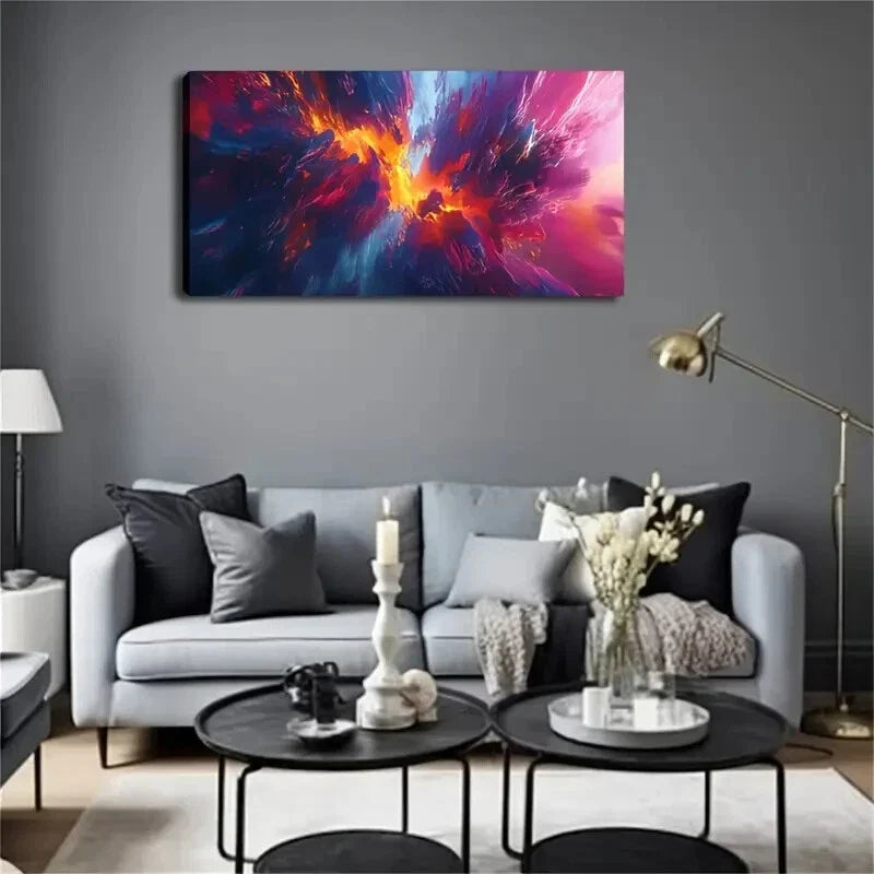 Yellow Accents Horizontal Form Wall Art Canvas Office Home Room Framed 120x60cm