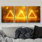 3pcs  Glowing Yellow Triangle Design Metal Print Ready to Hang Art