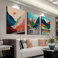 3pcs Vibrant Cycling Couple Scenic Landscape Wall Art Set Canvas Framed 40x60cm - High Quality Print 100% Australian Made Wall Canvas Ready to Hang