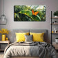 Orange Butterfly on Green Leaf Wall Art Canvas Office Home Room Framed 80x45cm