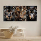 3pcs Black Golden Abstract Cheetah Tiger Wolf Metal Print Ready to Hang Art