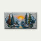 Sunset Over the Alpine River Wall Art Canvas Office Home Room Framed 120x60cm
