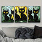 3pcs  Black Cats Family Metal Print Ready to Hang Art