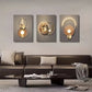 3pcs painting geometric and Golden deer  Metal Print Ready to Hang Art