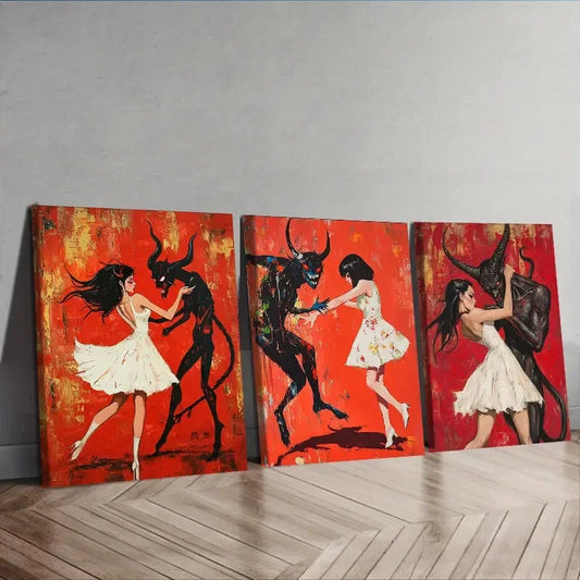 3pcs The Girl and the Beast Wall Art Set Canvas Framed 40x60cm - High Quality Print 100% Australian Made Wall Canvas Ready to Hang