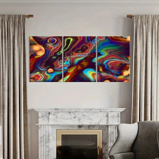 3pcs Abstract Halo Modern Metal Print Ready to Hang Art