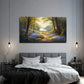Serene Blue Floral Pathway Wall Art Canvas Office Home Room Framed 120x60cm
