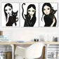 3pcs  Gothic Style Girl and Black Cat Triptych Wall Art Set Canvas Framed 40x60cm - High Quality Print 100% Australian Made Wall Canvas Ready to Hang