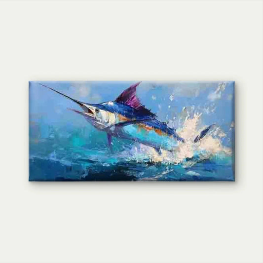 Sailfish Watercolor Wall Art Canvas Office Home Room Framed 120x60cm