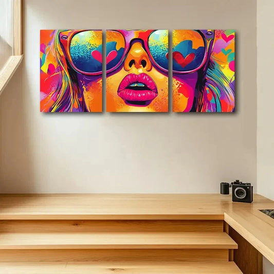 3pcs The Woman with the Glasses Metal Print Ready to Hang Art
