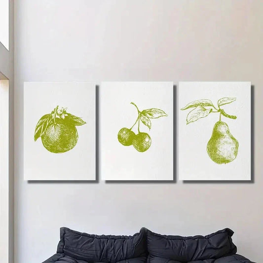 3pcs Simple fruit decorative painting, Metal Print Ready to Hang Art