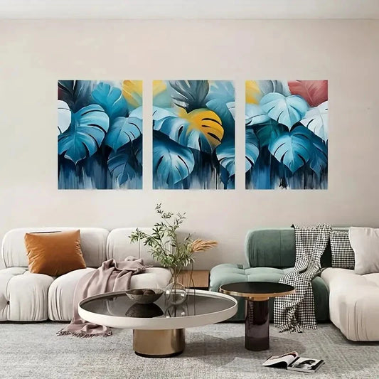 3pcs Plant Decorative Paintings Metal Print Ready to Hang Art