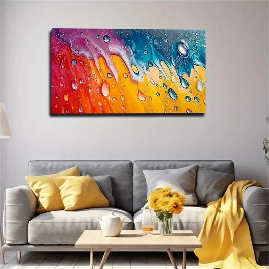 Color Panel Water Drop Wall Art Cacnvas Office Home Room Framed 120x60cm