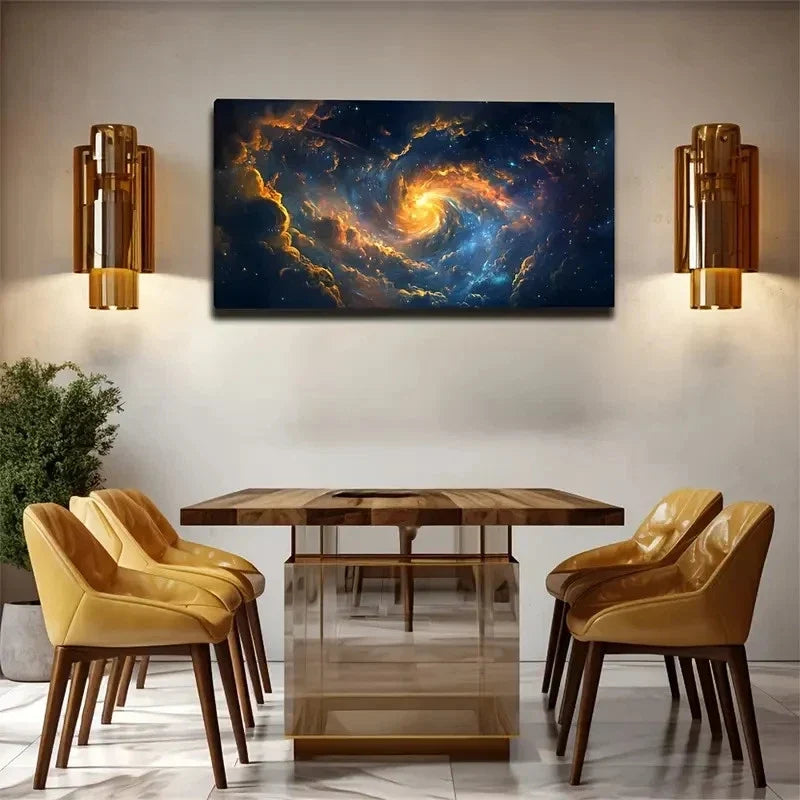 Core Emitting Golden Light Wall Art Canvas Office Home Room Framed 120x60cm